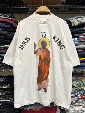 Kanye west 'Jesus is king' mock neck tshirt with puff print